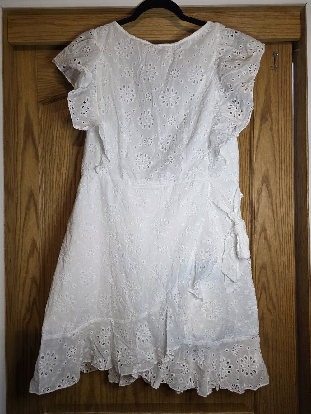 Cupshe White Eyelet Ruffle Sleeve Dress